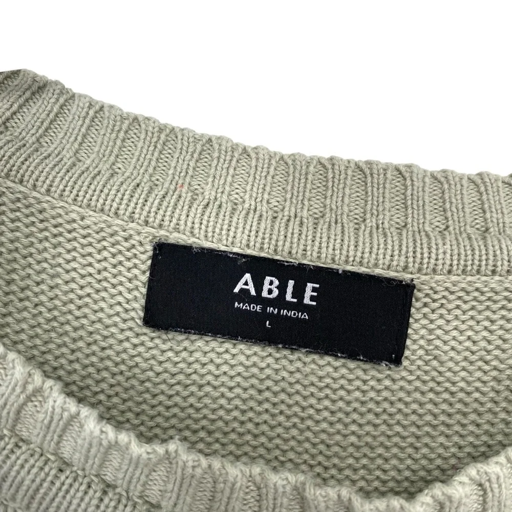 Anthropologie Able Organic Cotton Sage Green Chunky Knit Sweater - Picture 3 of 7
